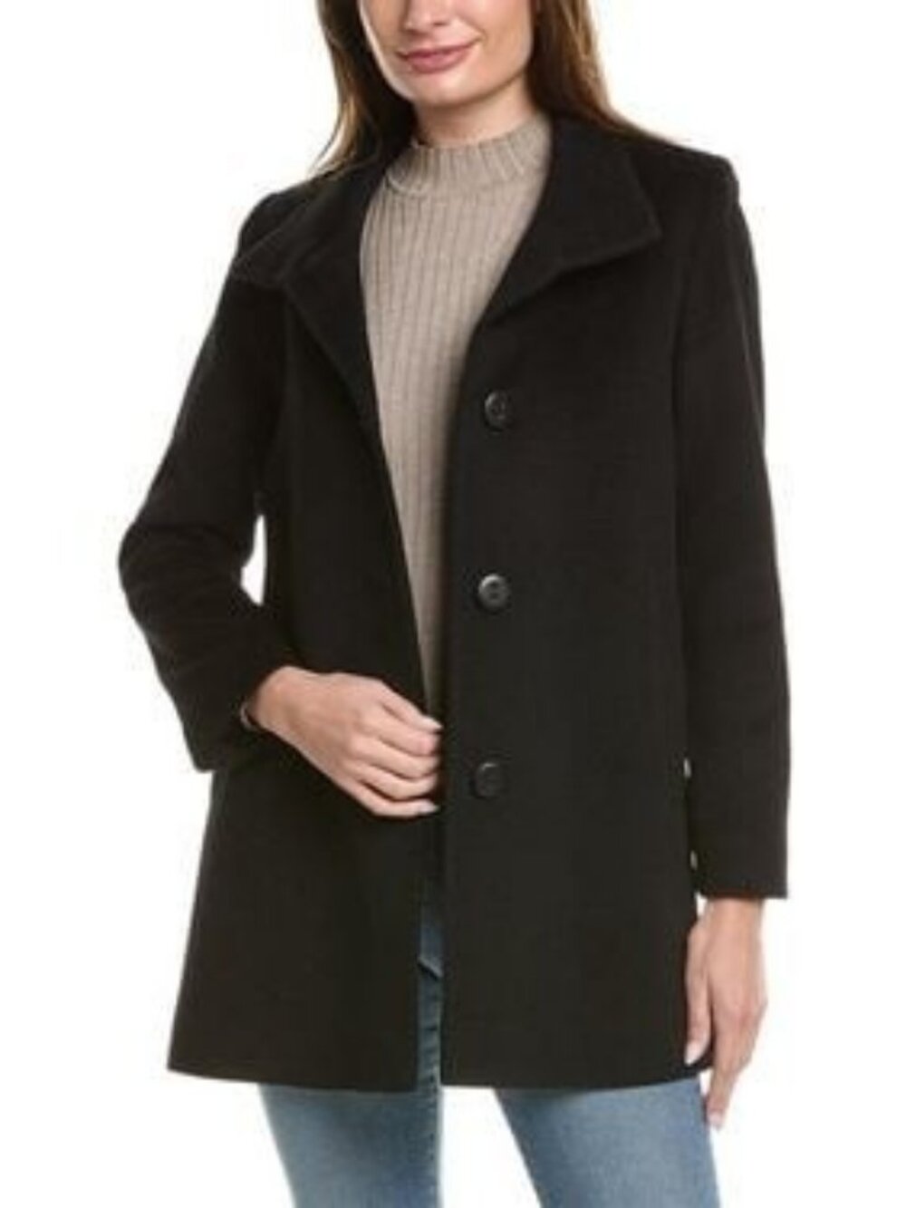 Cinzia Rocca Due single breasted wool blend coat black women's size 10